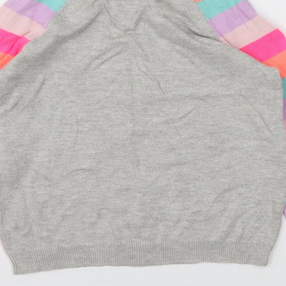 Place Girls Grey Striped  Pullover Jumper Size 5 Years