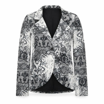 Dolls Paris Womens Black Animal Print  Jacket Blazer Size 8