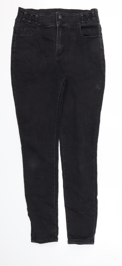 Womens UK Size 30 Preworn Relaxed Fit Skinny Black Jeans