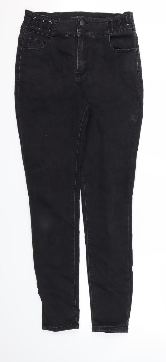 Womens UK Size 30 Preworn Relaxed Fit Skinny Black Jeans