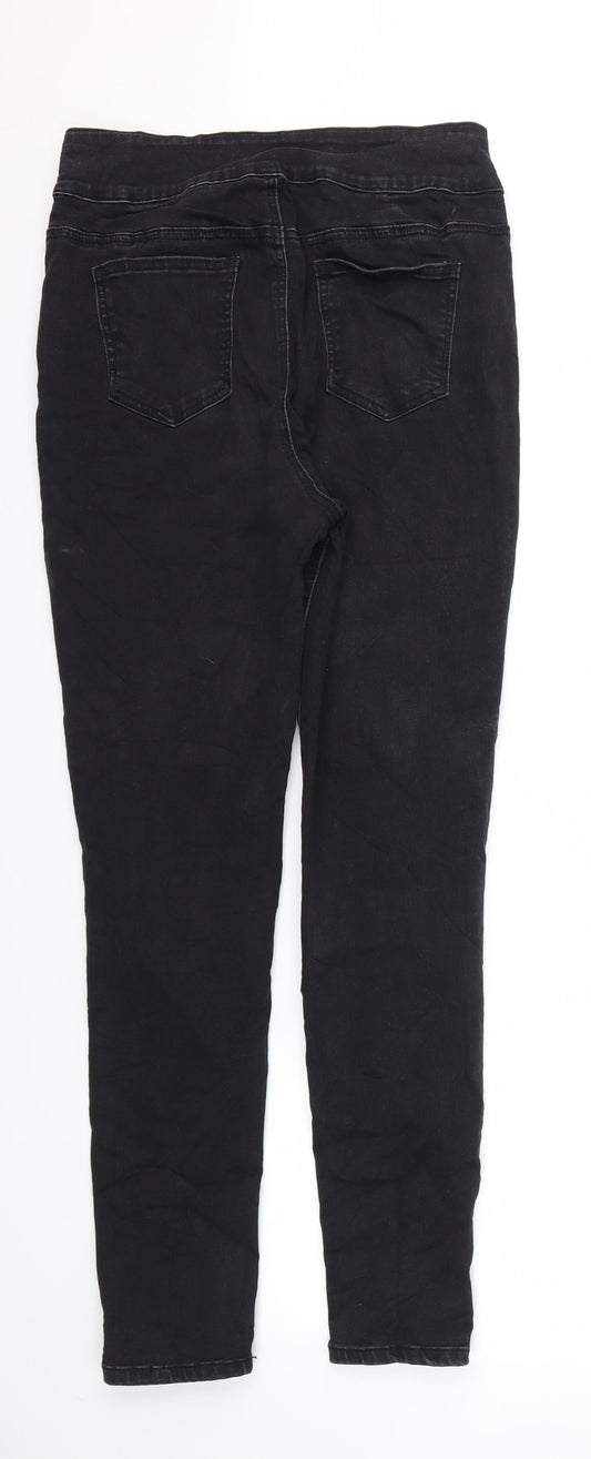 Womens UK Size 30 Preworn Relaxed Fit Skinny Black Jeans