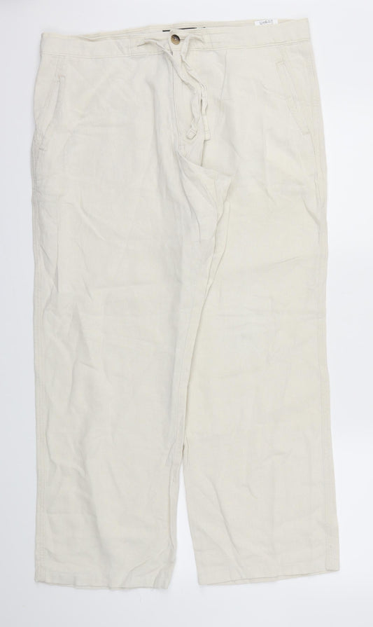 M&S Womens Ivory Houndstooth  Trousers  Size 36 L29 in