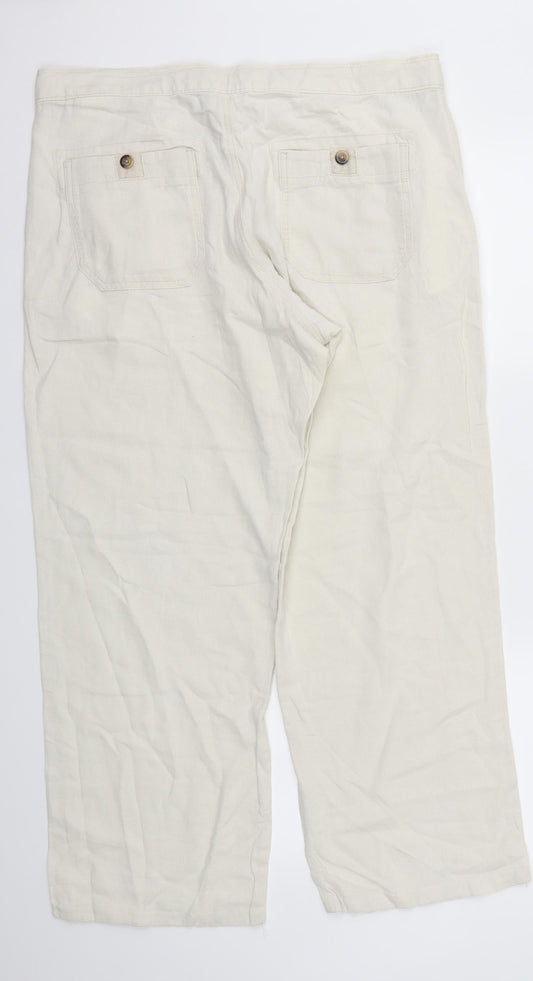 M&S Womens Ivory Houndstooth  Trousers  Size 36 L29 in