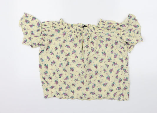 Womens UK Size 8 New Look Yellow Basic T-Shirt