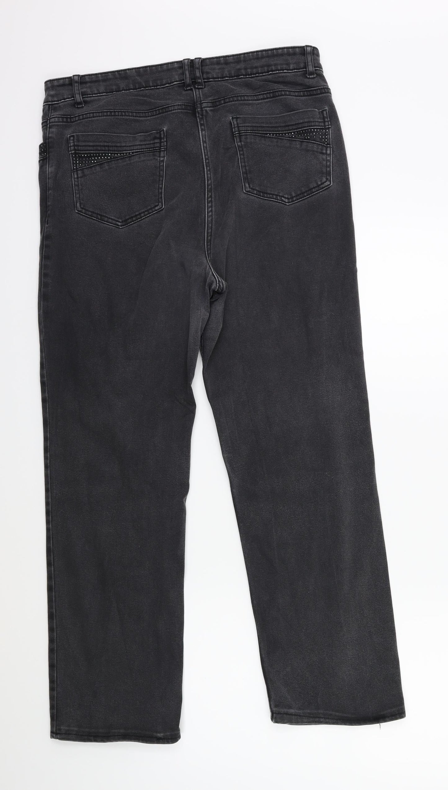 Per Una Womens Grey  Denim Straight Jeans Size 32 in L27 in