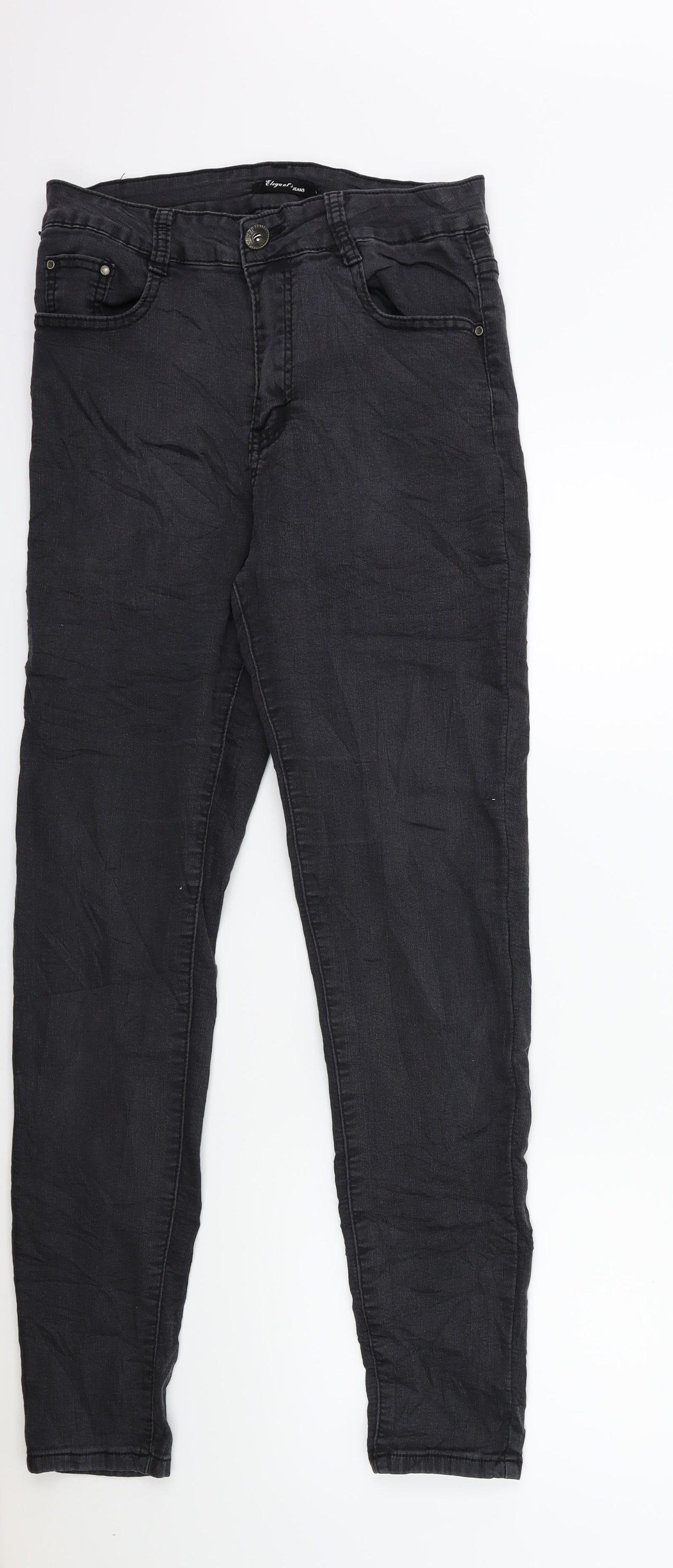 Womens UK Size 14 Preworn Regular Fit Skinny Grey Jeans