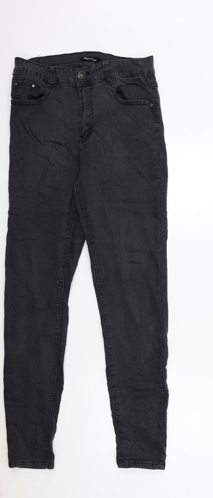 Womens UK Size 14 Preworn Regular Fit Skinny Grey Jeans