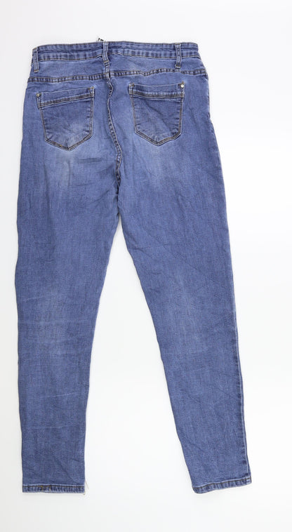 SHINY DESIGN Womens Blue  Denim Straight Jeans Size 14 L27 in
