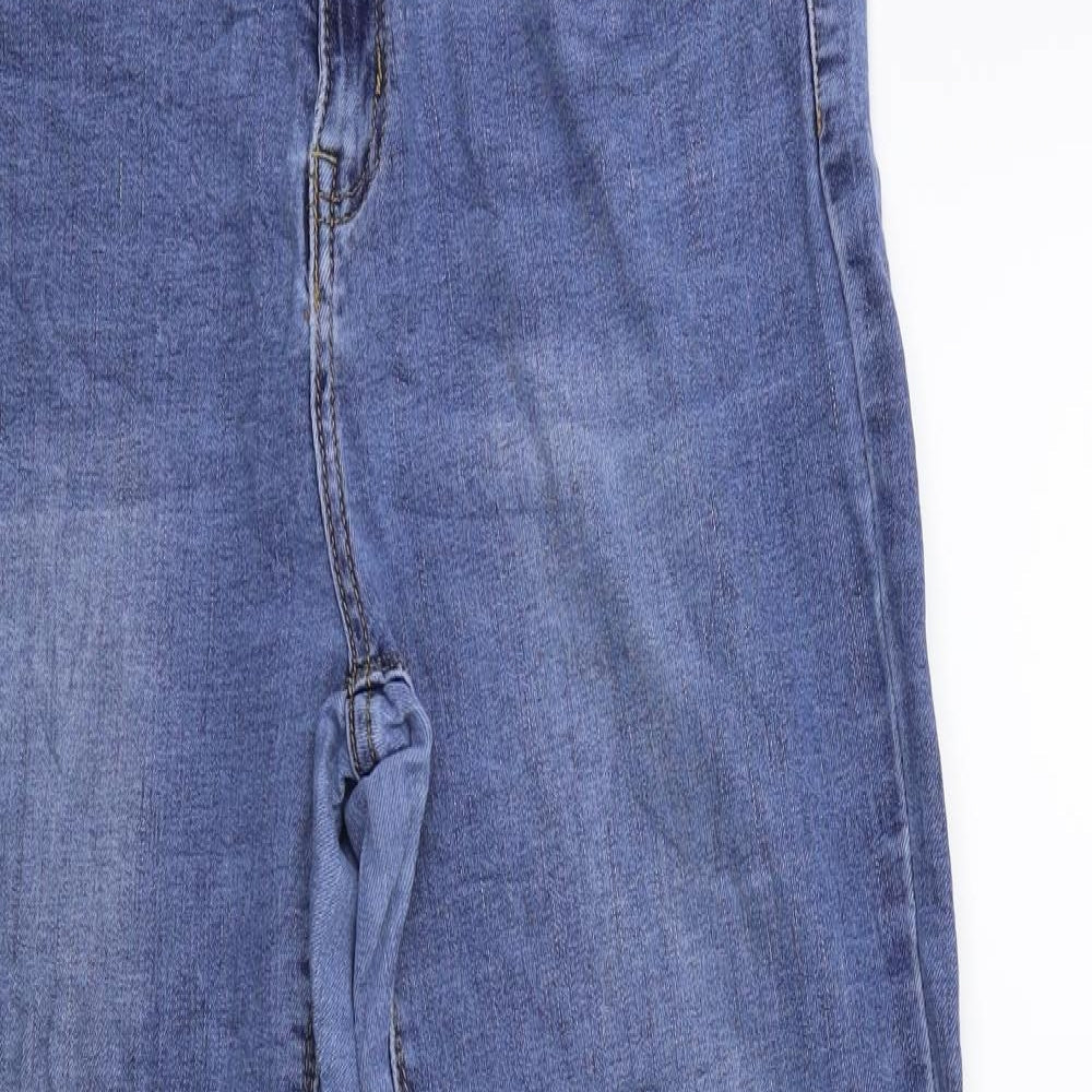 SHINY DESIGN Womens Blue  Denim Straight Jeans Size 14 L27 in
