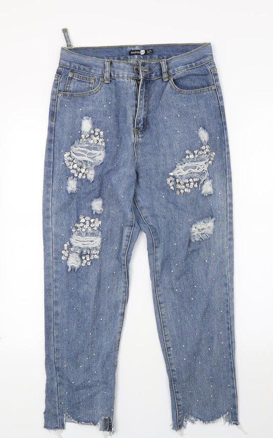 Boohoo Womens Blue  Denim Skinny Jeans Size 10 L23 in