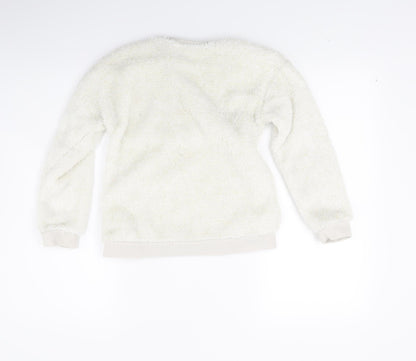 George Girls White  Fleece Top Pyjama Top Size 8-9 Years  - Snooze