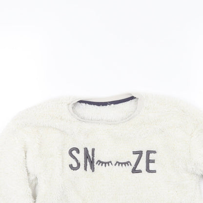 George Girls White  Fleece Top Pyjama Top Size 8-9 Years  - Snooze