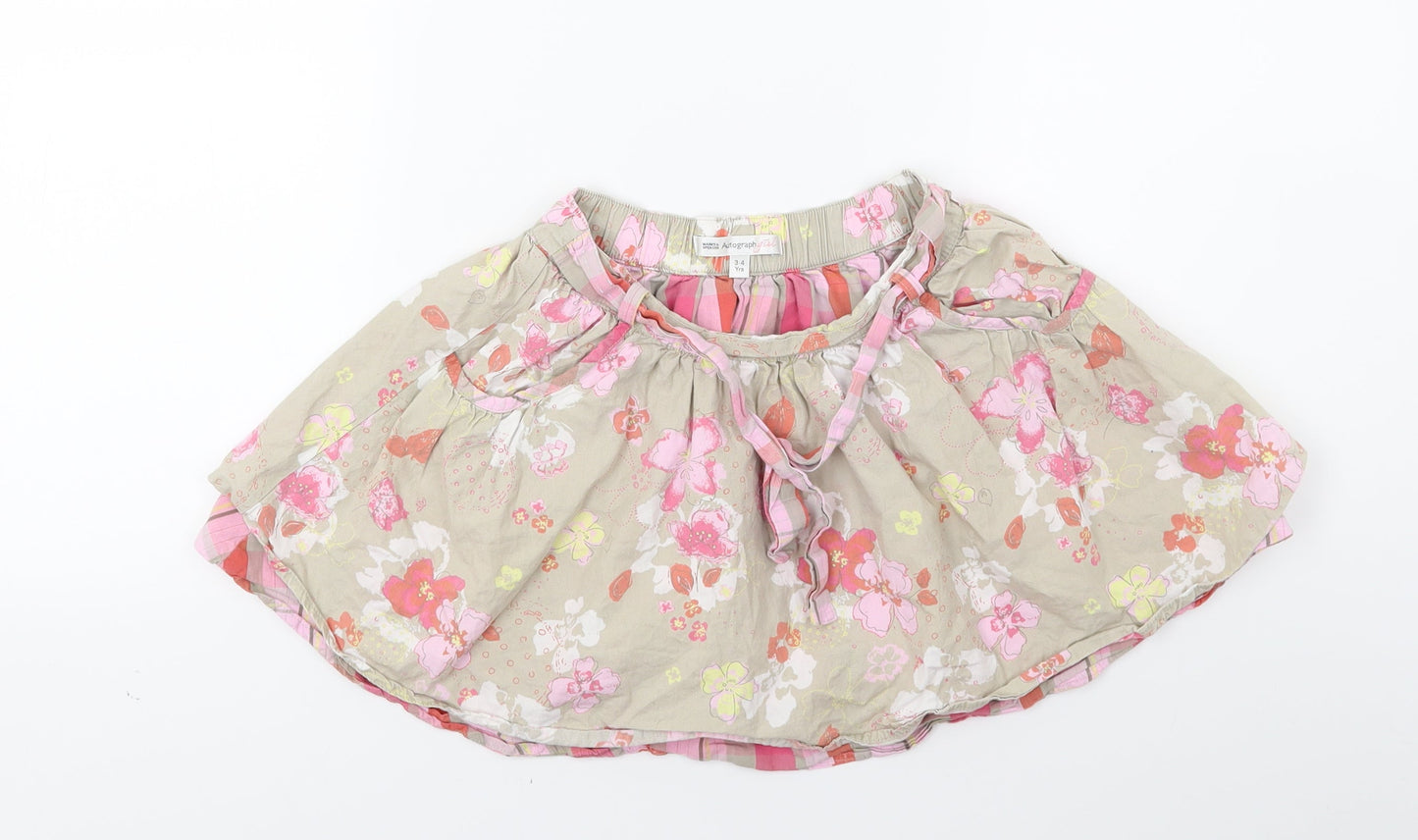 Autograph Girls Green Floral  Flare Skirt Size 3-4 Years
