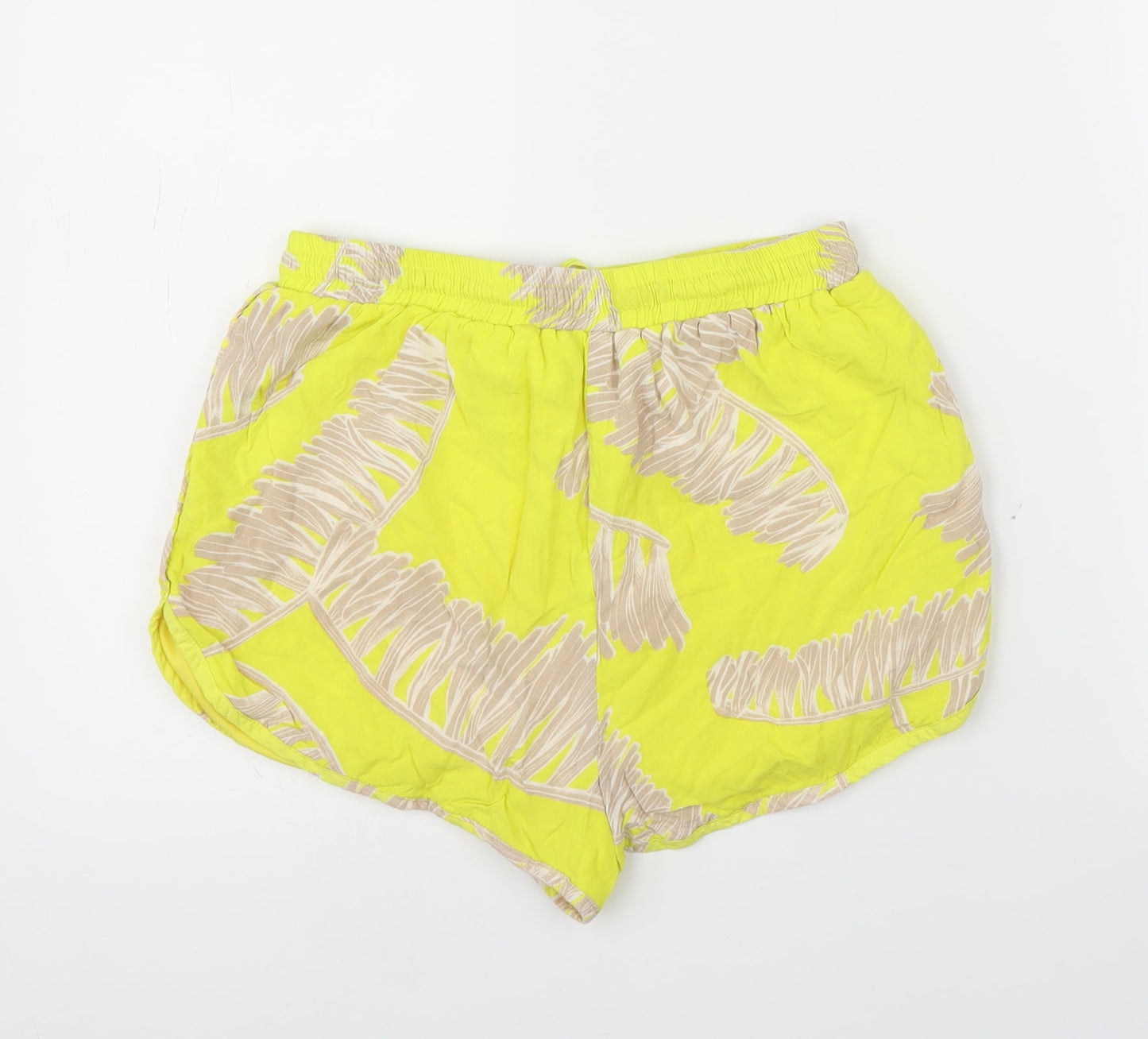 Missguided Womens Yellow Floral  Cut-Off Shorts Size 10