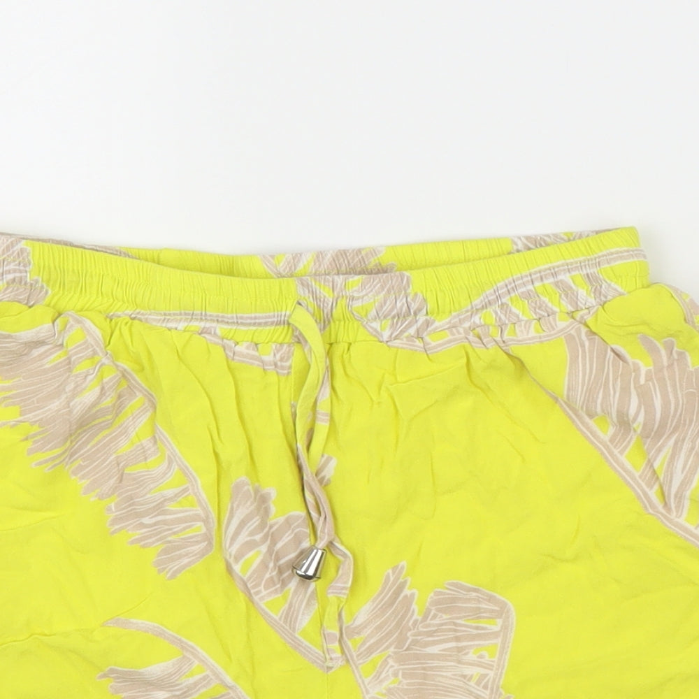 Missguided Womens Yellow Floral  Cut-Off Shorts Size 10