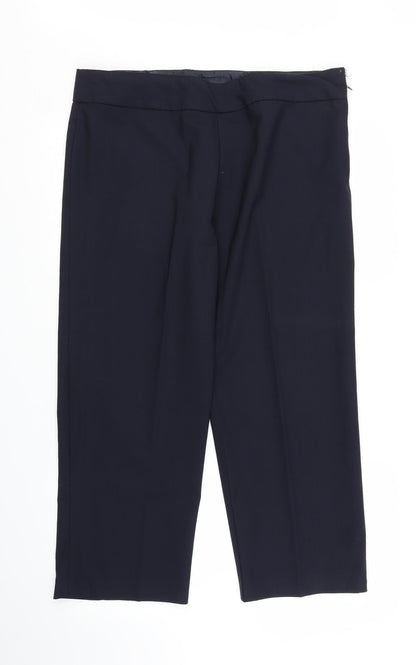 Womens UK Size L Preworn Regular Fit Capri Blue Trousers