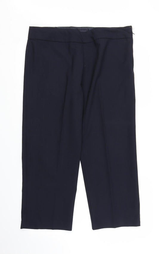 Womens UK Size L Preworn Regular Fit Capri Blue Trousers