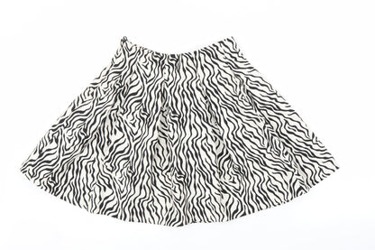 H&M Womens White Animal Print  A-Line Skirt Size 8