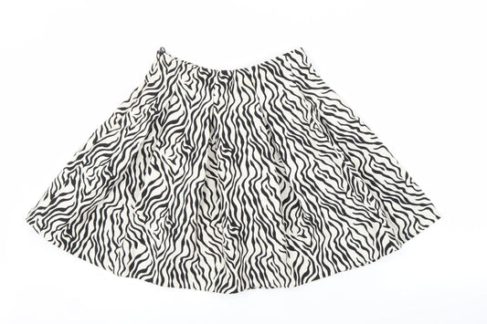 H&M Womens White Animal Print  A-Line Skirt Size 8