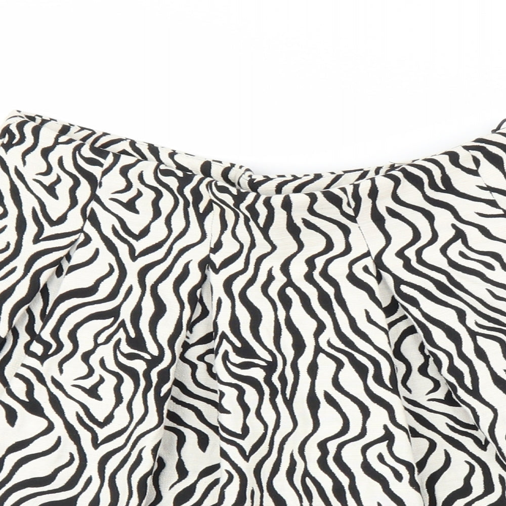 H&M Womens White Animal Print  A-Line Skirt Size 8