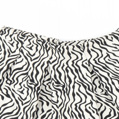 H&M Womens White Animal Print  A-Line Skirt Size 8