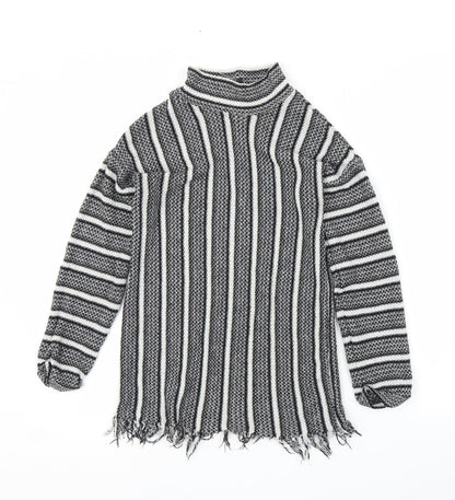 Topshop Womens Black Striped  Pullover Jumper Size 8