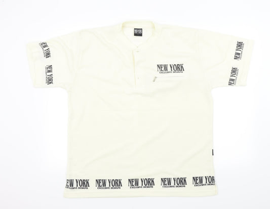 New York Mens Beige    Polo Size L