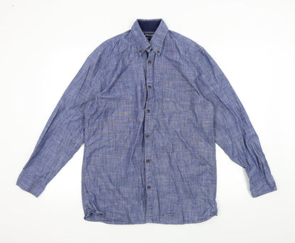 Mens UK Size S j.hampton Blue  Button-Up Long Sleeve Casual Shirt