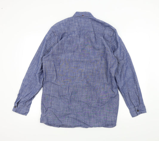 Mens UK Size S j.hampton Blue  Button-Up Long Sleeve Casual Shirt