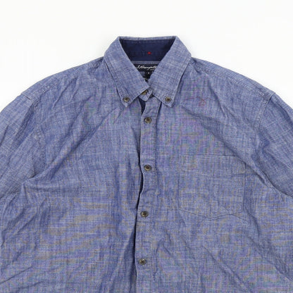 Mens UK Size S j.hampton Blue  Button-Up Long Sleeve Casual Shirt