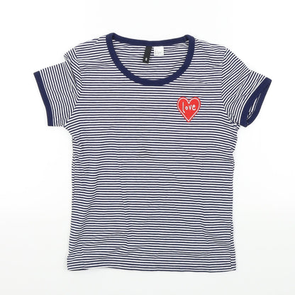 Womens UK Size S Divided Blue Basic T-Shirt