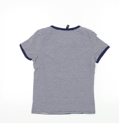Womens UK Size S Divided Blue Basic T-Shirt