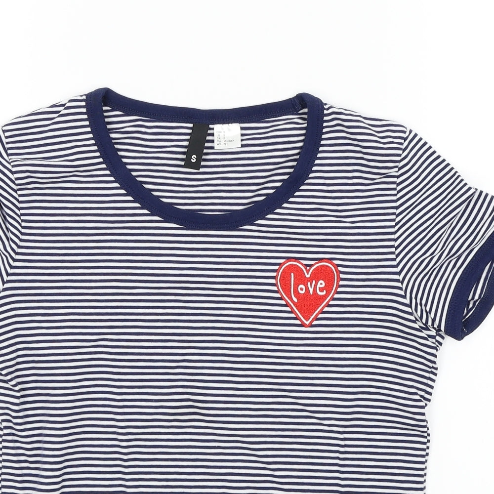 Womens UK Size S Divided Blue Basic T-Shirt