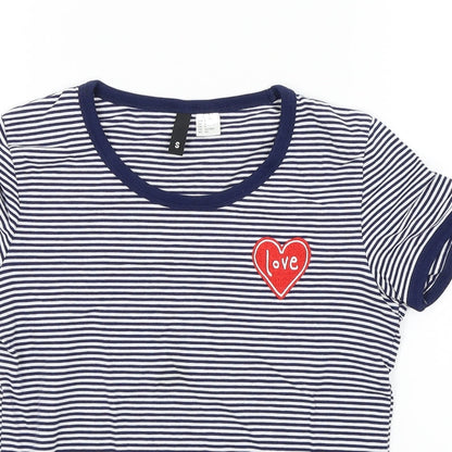 Womens UK Size S Divided Blue Basic T-Shirt