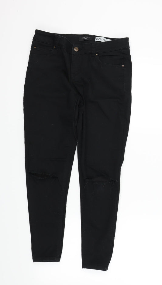 New Look Womens Black   Skinny Jeans Size 10 L24 in - Ripped details