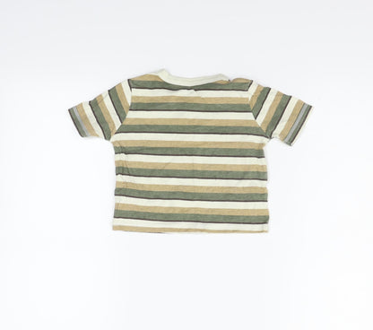 George Girls Beige Striped  Basic T-Shirt Size 2 Years