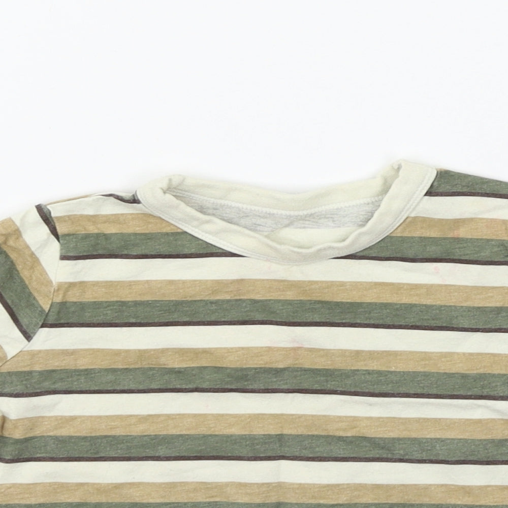 George Girls Beige Striped  Basic T-Shirt Size 2 Years