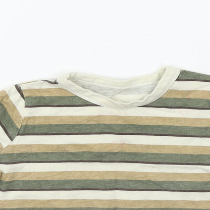 George Girls Beige Striped  Basic T-Shirt Size 2 Years
