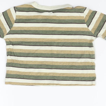 George Girls Beige Striped  Basic T-Shirt Size 2 Years