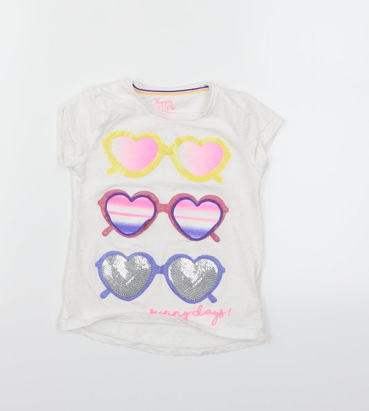 Nutmeg Girls White   Basic T-Shirt Size 4-5 Years