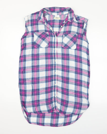 Papaya Womens Blue Check  Basic Button-Up Size 10