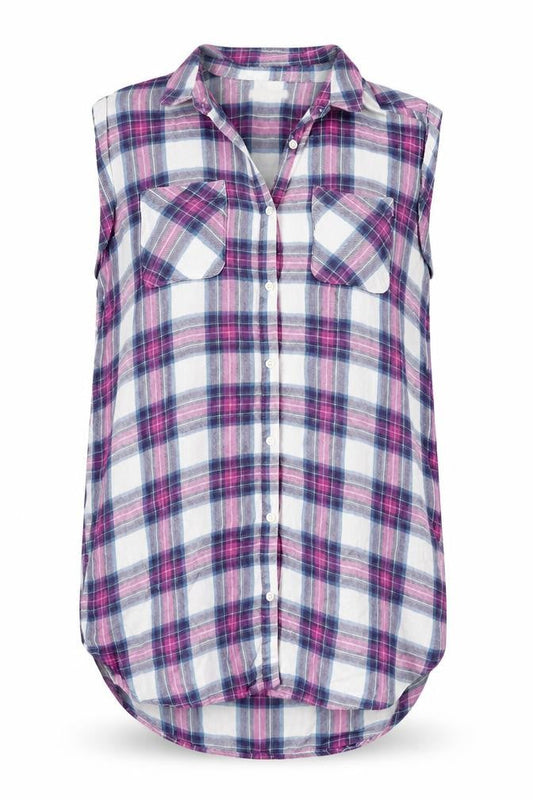 Womens UK Size 10 Papaya Blue Basic Button-Up