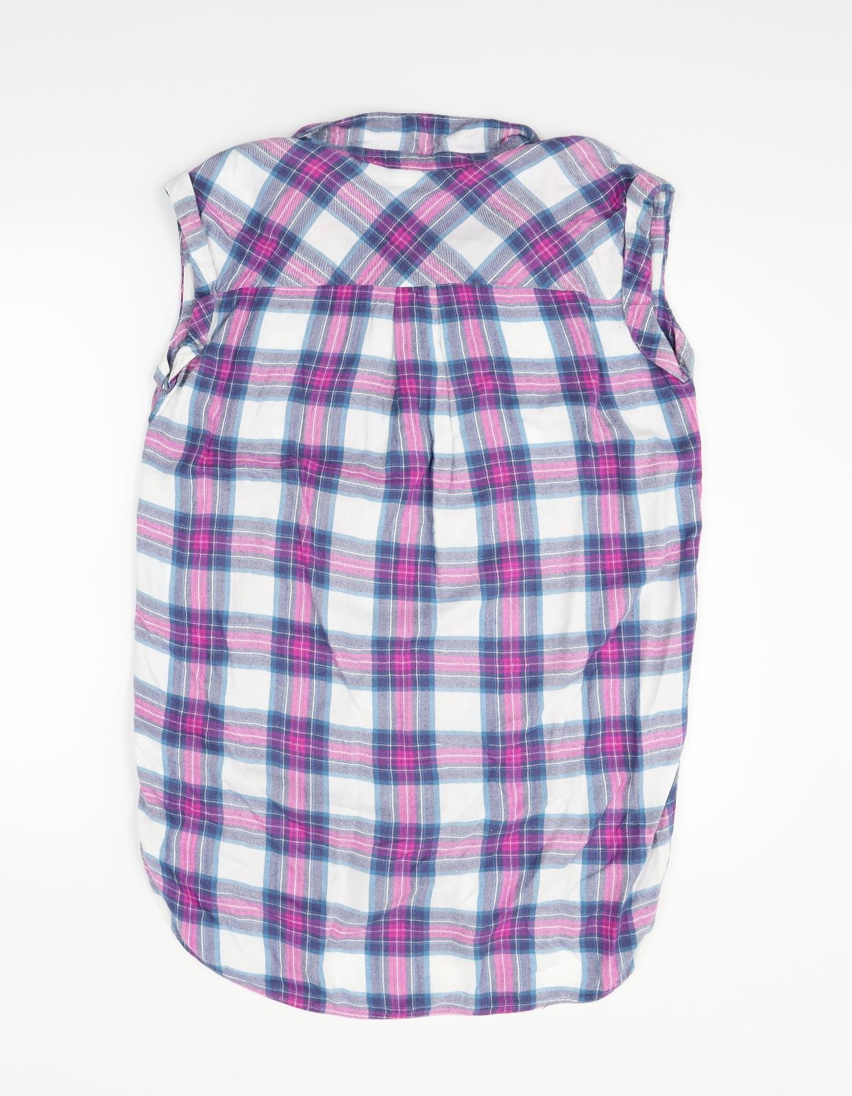 Papaya Womens Blue Check  Basic Button-Up Size 10