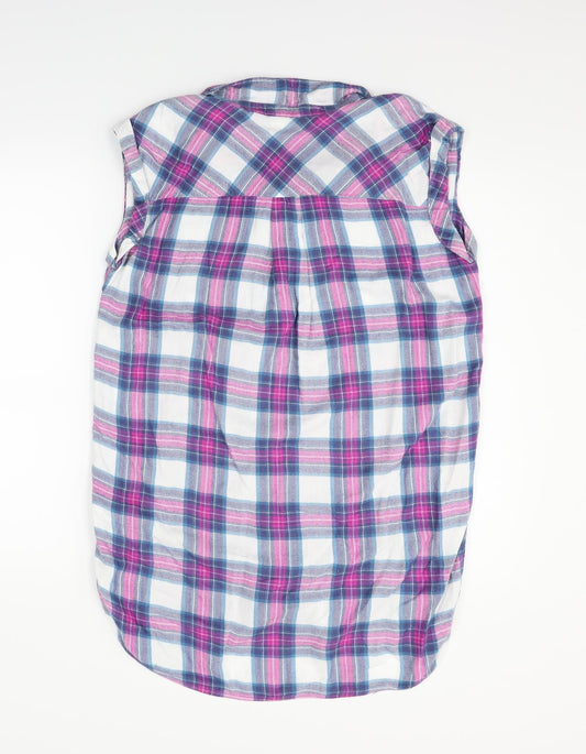 Papaya Womens Blue Check  Basic Button-Up Size 10