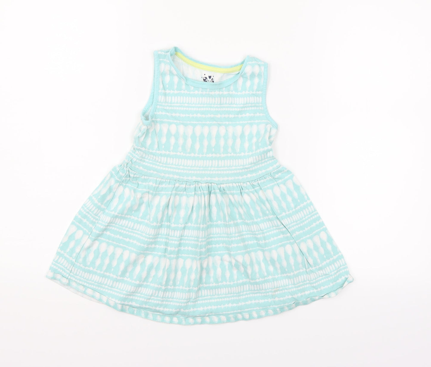 F&F Girls Green Geometric  Fit & Flare  Size 3-4 Years
