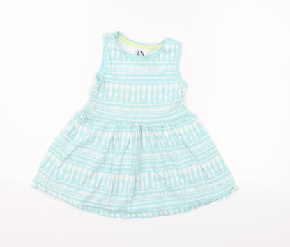 F&F Girls Green Geometric  Fit & Flare  Size 3-4 Years