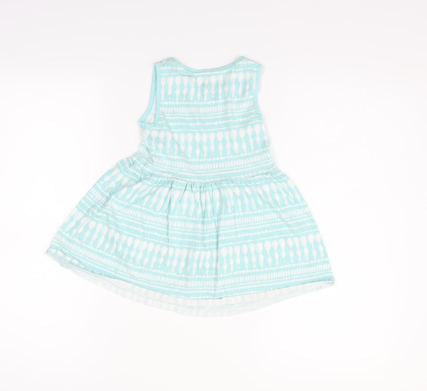 F&F Girls Green Geometric  Fit & Flare  Size 3-4 Years