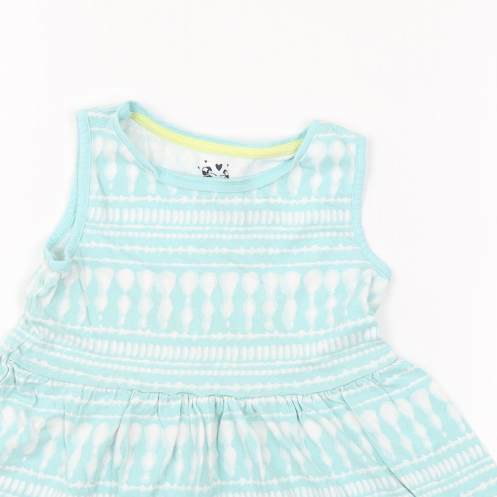 F&F Girls Green Geometric  Fit & Flare  Size 3-4 Years