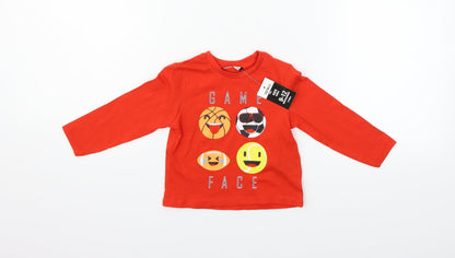 Pep&Co Boys Red   Basic T-Shirt Size 9-12 Months  - game face