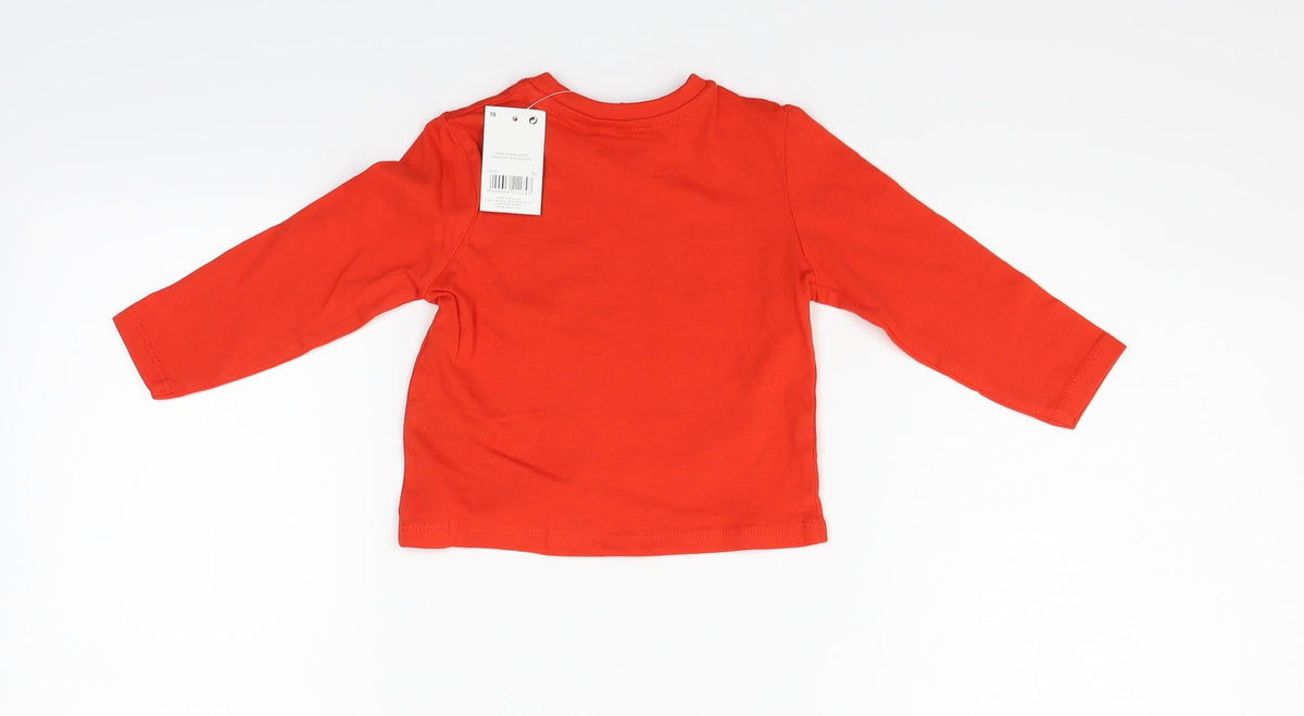 Pep&Co Boys Red   Basic T-Shirt Size 9-12 Months  - game face